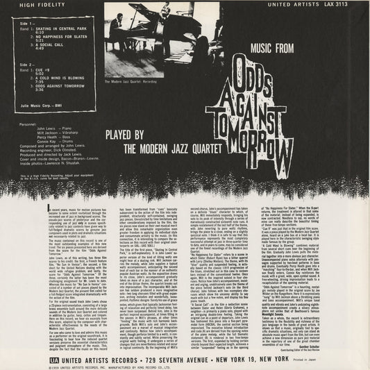 The Modern Jazz Quartet / Music From "Odds Against Tomorrow" (LAX 3113) LP 1976 JPN United Artists|中古LP