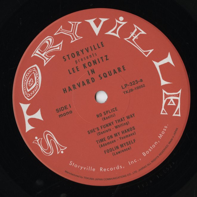 Lee Konitz - In Harvard Square -10 (TKJB-10052) 2001 JPN Storyville|中古10inch