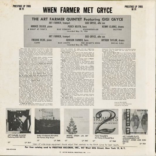 Art Farmer - When Farmer Met Gryce (SMJ-6544(M)) 1977 JPN Prestige - Victor|中古LP