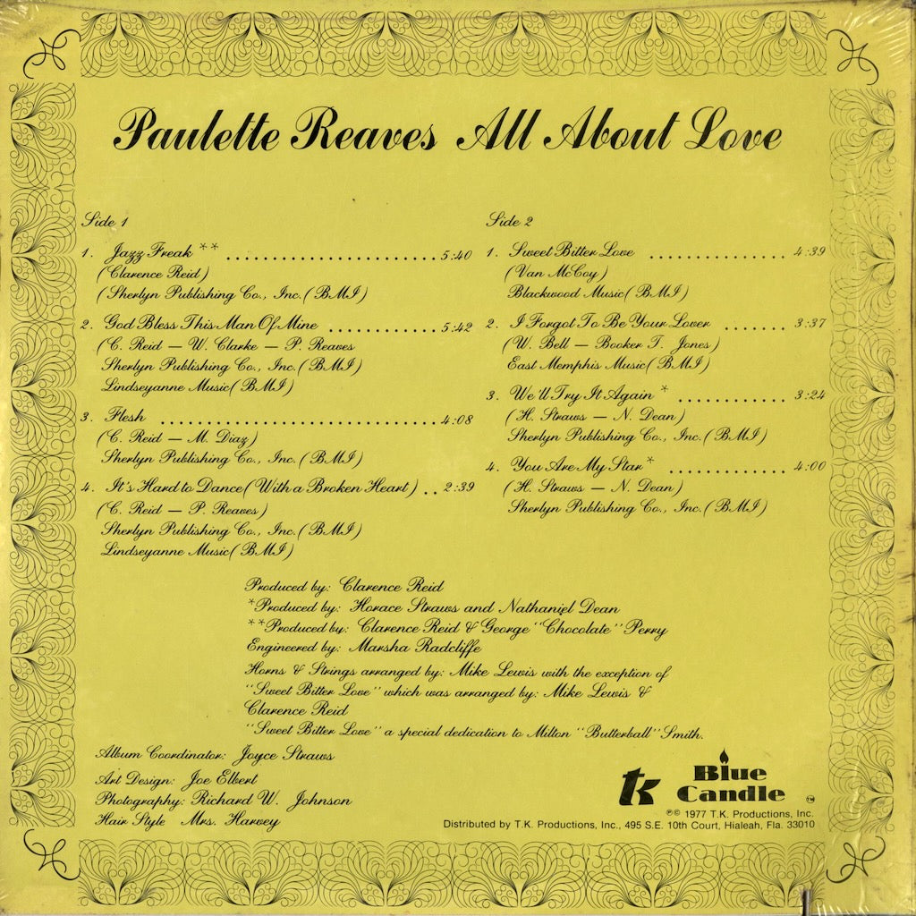 Paulette Reaves - All About Love (55058) 1977 US Blue Candle|中古LP