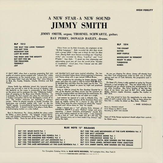 Jimmy Smith - A New Star - A New Sound (BN 1512) 1994 JPN Blue Note|中古LP