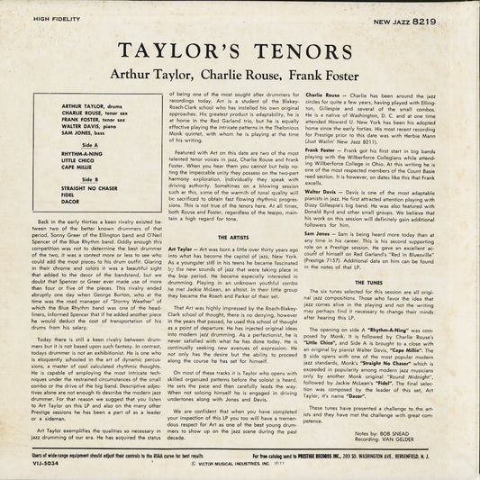 Arthur Taylor - Taylor's Tenors (VIJJ-5034) 1977 JPN Prestige|中古LP