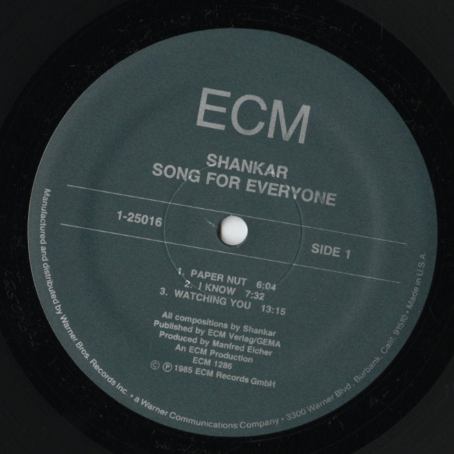 Shankar - Song For Everyone (1-25016) LP 1985 US ECM|中古LP