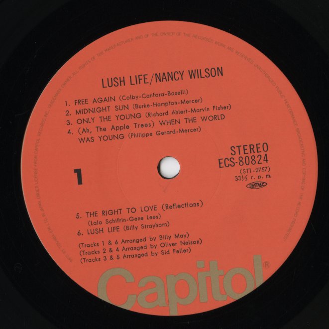 Nancy Wilson / Lush Life (ECS-80824) LP 1967 JPN Capitol|中古LP