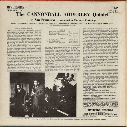 Cannonball Adderley / In San Francisco (RLP12-311) LP US Riverside|中古LP