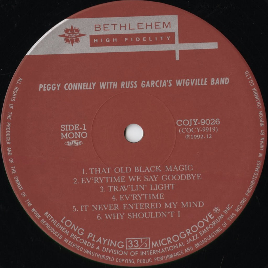 Peggy Connelly - With Russ Garcia's Wigville Band (COJY-9026) 1992 JPN Bethlehem - 日本コロムビア|中古LP