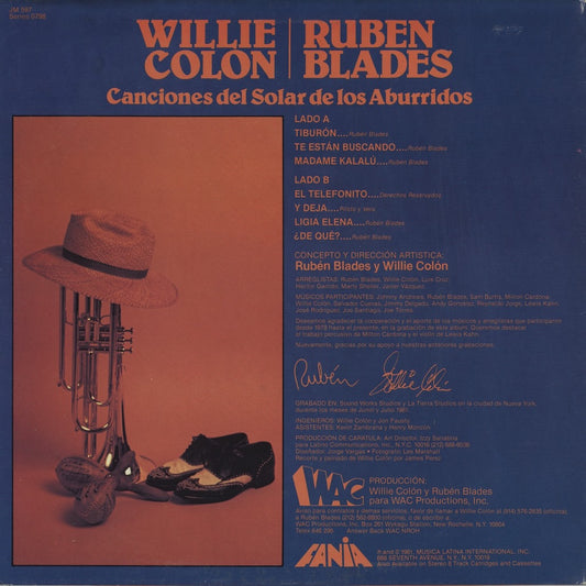 Willie Colon & Ruben Blades - Canciones Del Solar De Los Aburridos (JM597) LP 1981 US Fania|中古LP