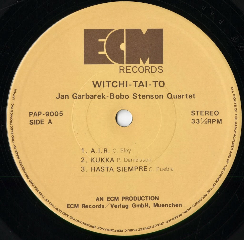 Jan Garbarek, Bobo Stenson Quartet - Witchi-Tai-To (PAP 9005) 1974 JPN ECM|中古LP