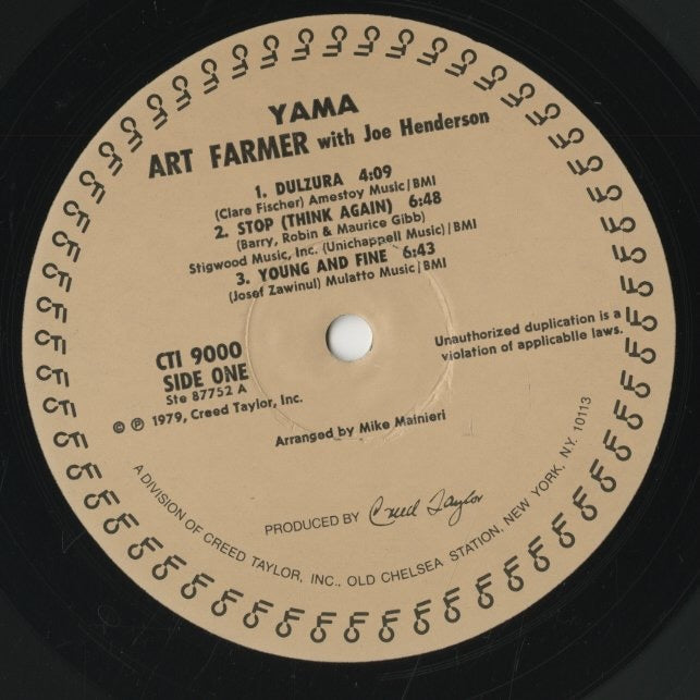 Art Farmer With Joe Henderson / アート・ファーマー ジョー・ヘンダーソン / Yama (CTI 9000)