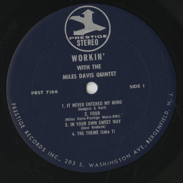 Miles Davis / マイルス・デイヴィス / Workin' (PRST 7166)