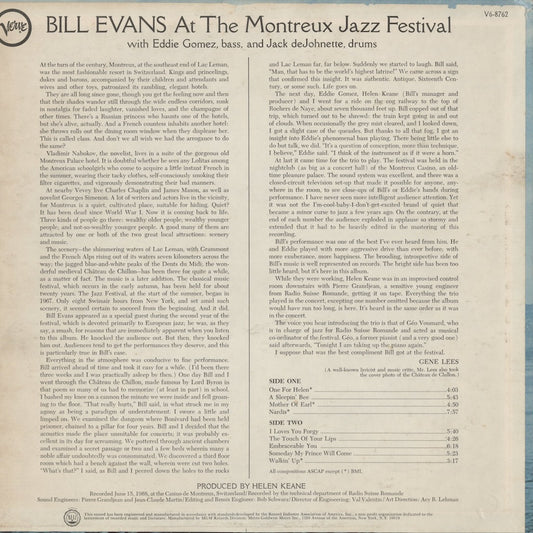 Bill Evans – At The Montreux Jazz Festival (V6/8762) 1968 US Verve | 中古LP