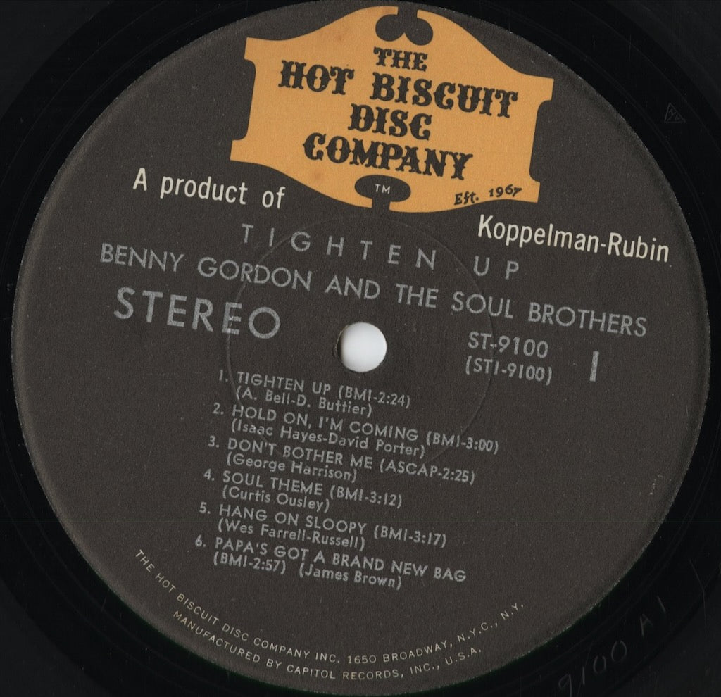 Benny Gordon and The Soul Brothers - Tighten Up (ST 9100) 1968 US Hot Biscuit Disc Company|中古LP