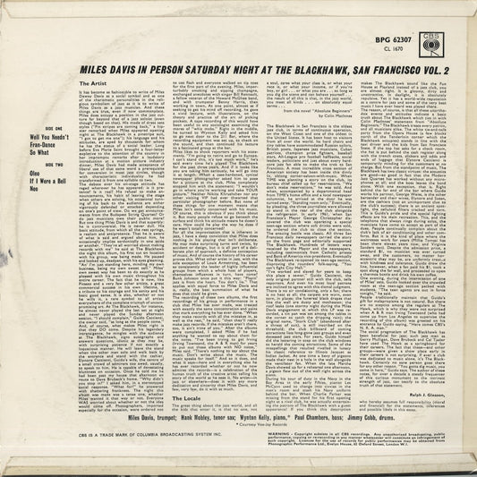 Miles Davis - In Person, Saturday Night At The Blackhawk, San Francisco, Vol.2 (BPG 62307) LP 1964 UK CBS|中古LP