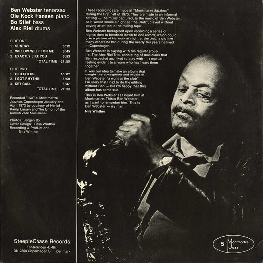 Ben Webster - My Man - Live At Montmartre 1973 (SCS-1008) 1973 DEN Steeple Chase|中古LP