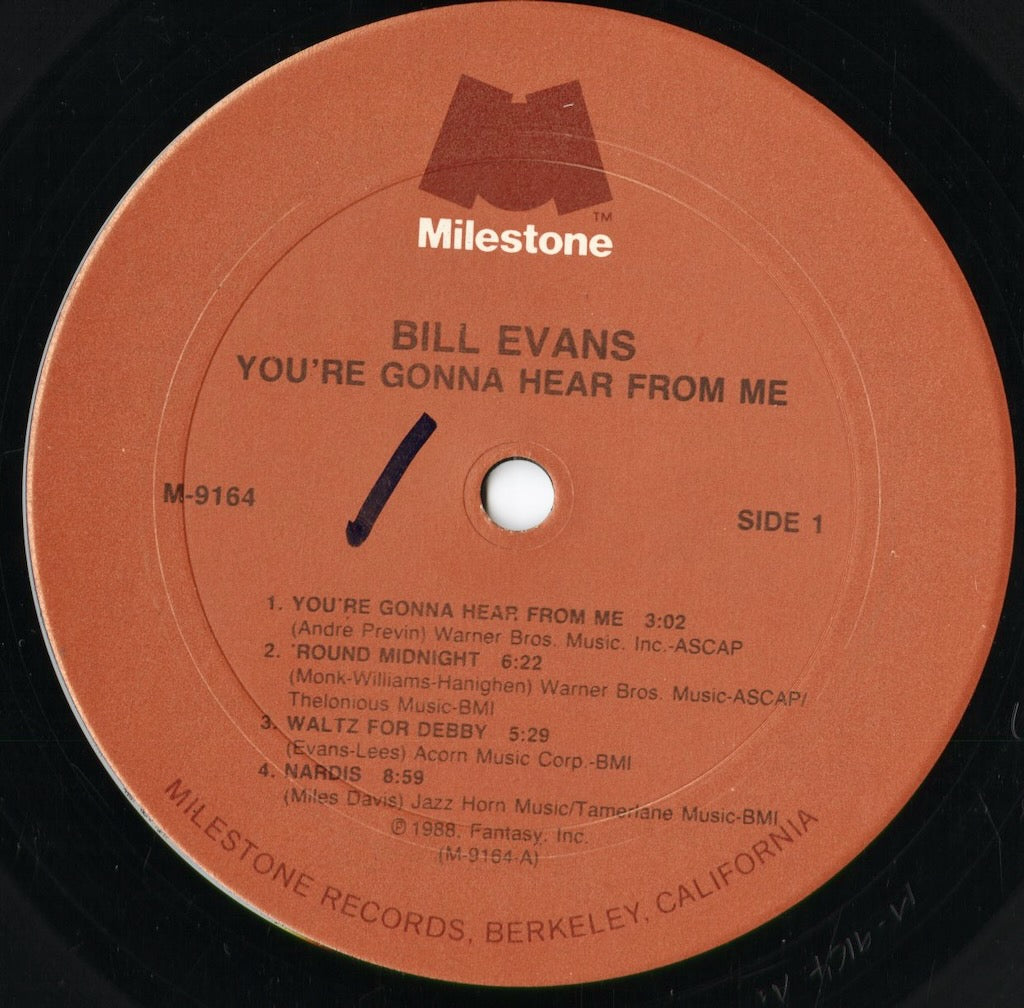 Bill Evans - You're Gonna Hear From Me (M-9164) 1988 US Milestone|中古LP