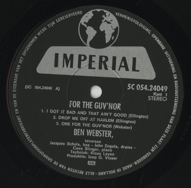 Ben Webster / ベン・ウェブスター / For The Guv'nor (5C 054-24049)