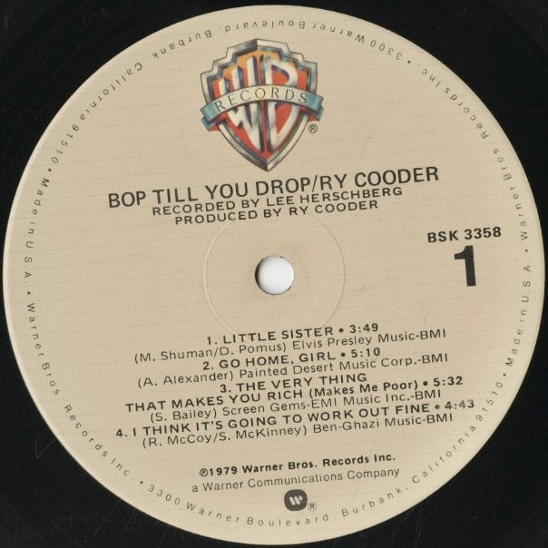 Ry Cooder – Bop Till You Drop (BSK 3358) LP 1979 US Warner Bros. | 中古LP