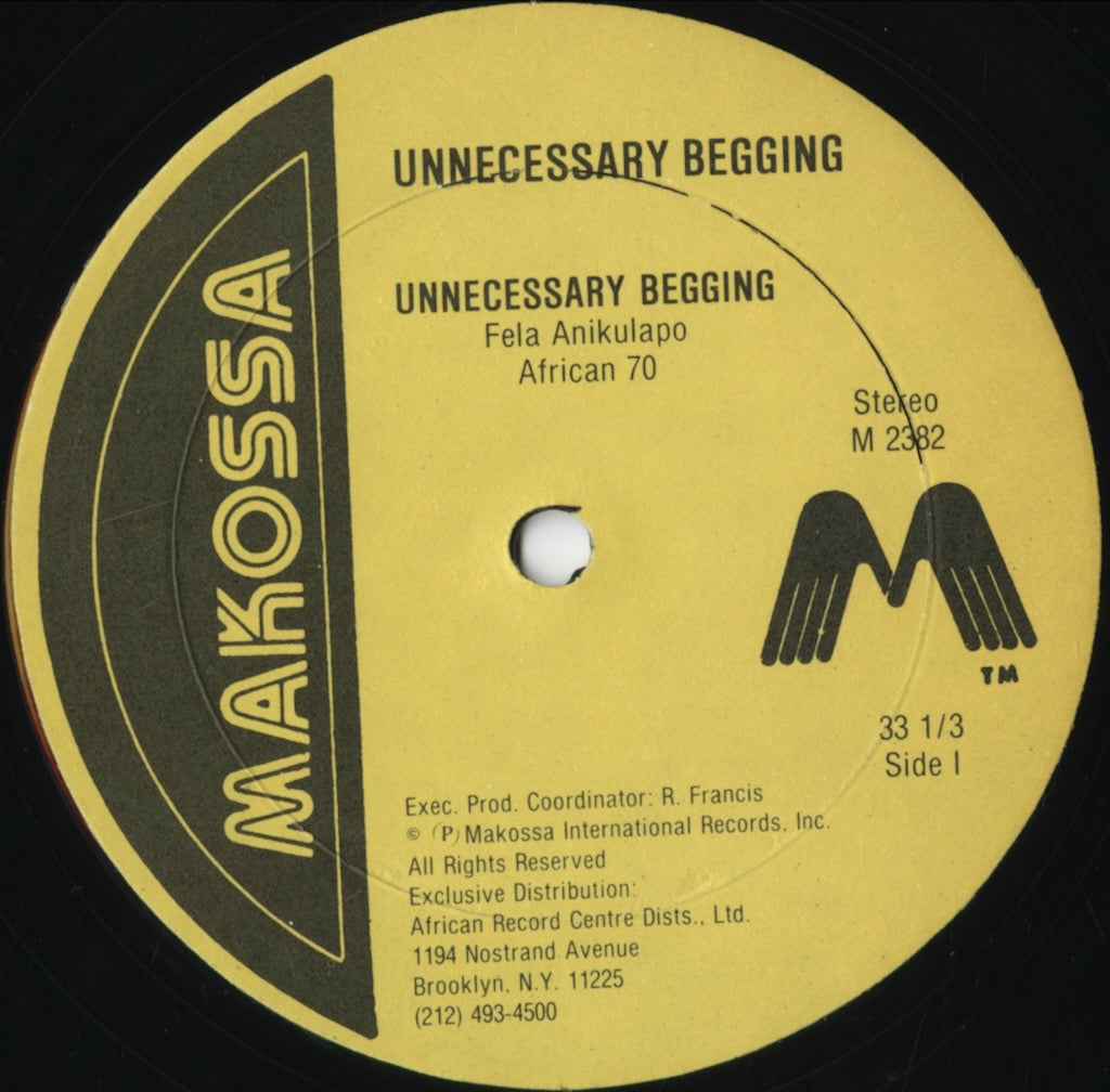 Fela Kuti - Unnecessary Begging (M 2382) 1982 US Makossa|中古LP