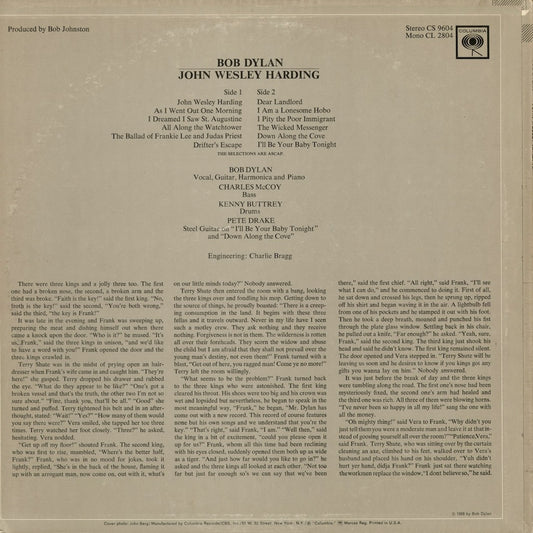 Bob Dylan - John Wesley Harding (CS 9604) 1968 US Columbia STEREO|中古LP