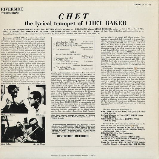 Chet Baker - Chet (OJC-087) 1983 US Riverside/OJC|中古LP