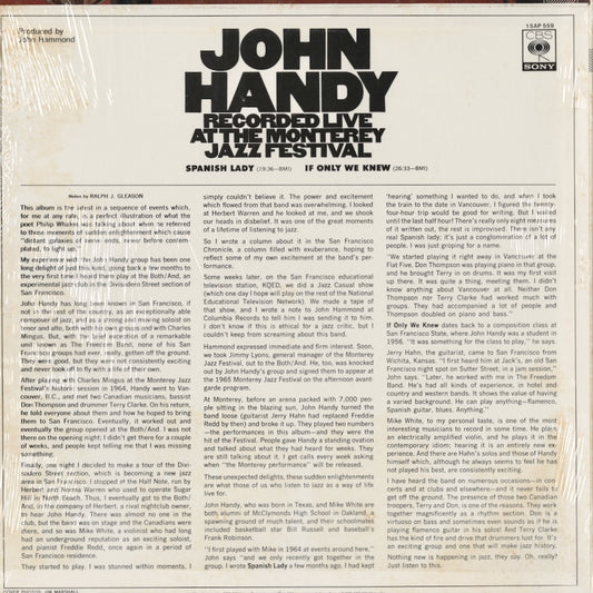John Handy - Recorded Live At The Monterey Jazz Festival (15AP 559) LP 1977 JPN CBS/Sony