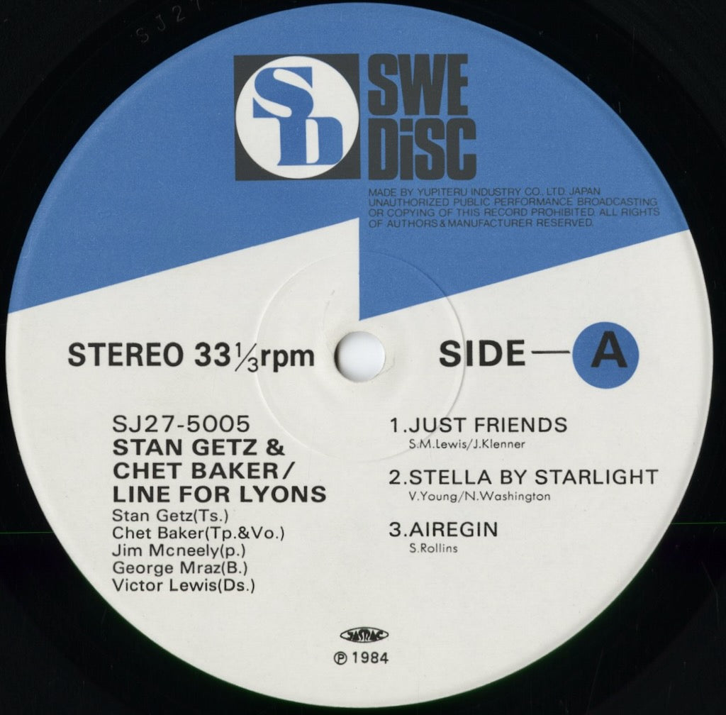 Stan Getz & Chet Baker - Line For Lyons (SJ27-5005) 1984 JPN Swedisc|中古LP