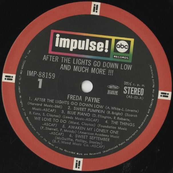 Freda Payne - After The Lights Go Down Low And Much More!!! (IMP-88159) LP 1963/1974 JPN Impulse|中古LP