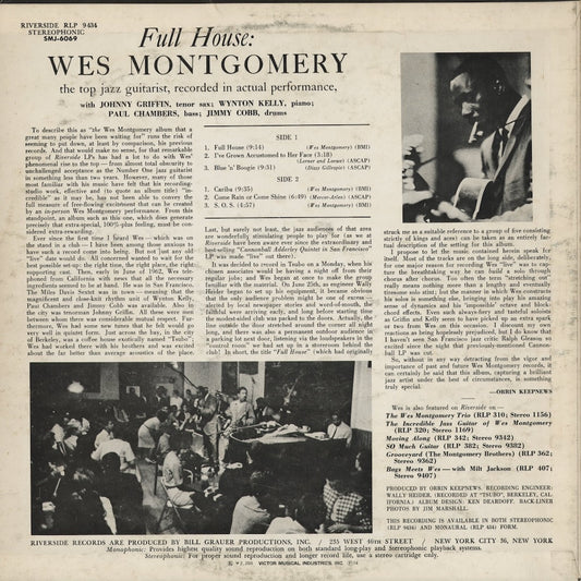 Wes Montgomery - Full House (SMJ-6069) 1974 JPN Riverside - Victor|中古LP