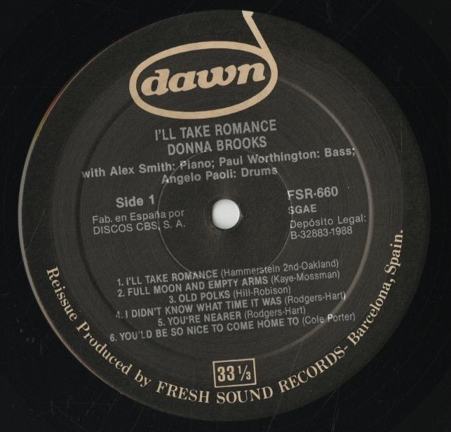 Donna Brooks / ドナ・ブルックス / I'll Take Romance (FSR-660)