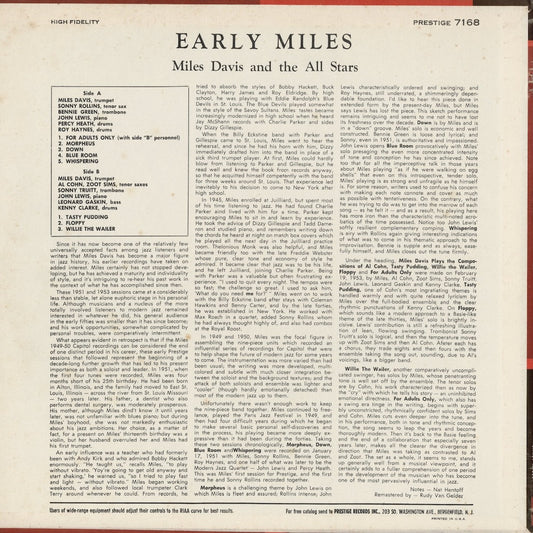 Miles Davis - Early Miles (PRLP 7168) LP 1964 US Prestige|中古LP