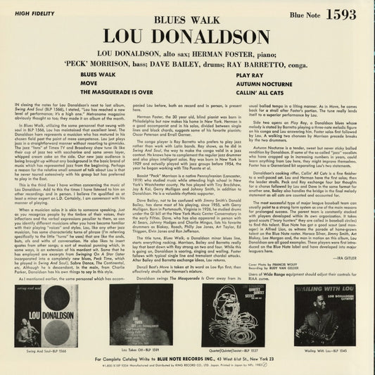 Lou Donaldson - Blues Walk (K18P-9204) 1983 JPN Blue Note|中古LP