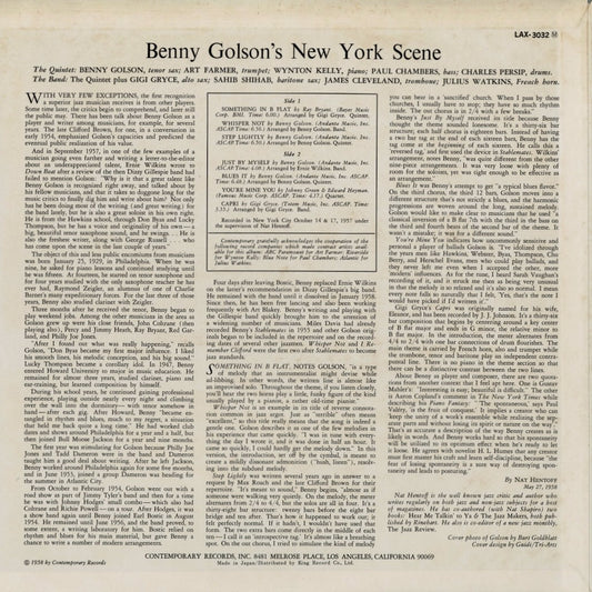 Benny Golson - Benny Golson's New York Scene (LAX-3032(M)) 1975 JPN Contemporary - King Records|中古LP