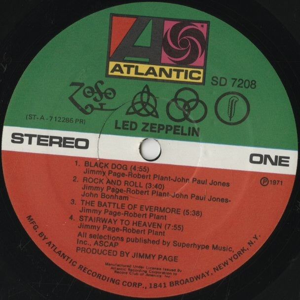 Led Zeppelin / レッド・ツェッペリン / IV (SD 7208)