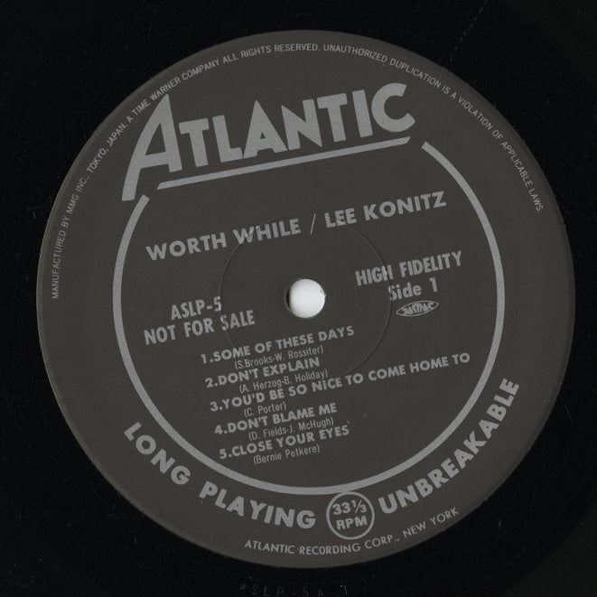 Lee Konitz - Worth While Konitz (ASLP-5) LP 1972/1992 JPN Atlantic|中古LP