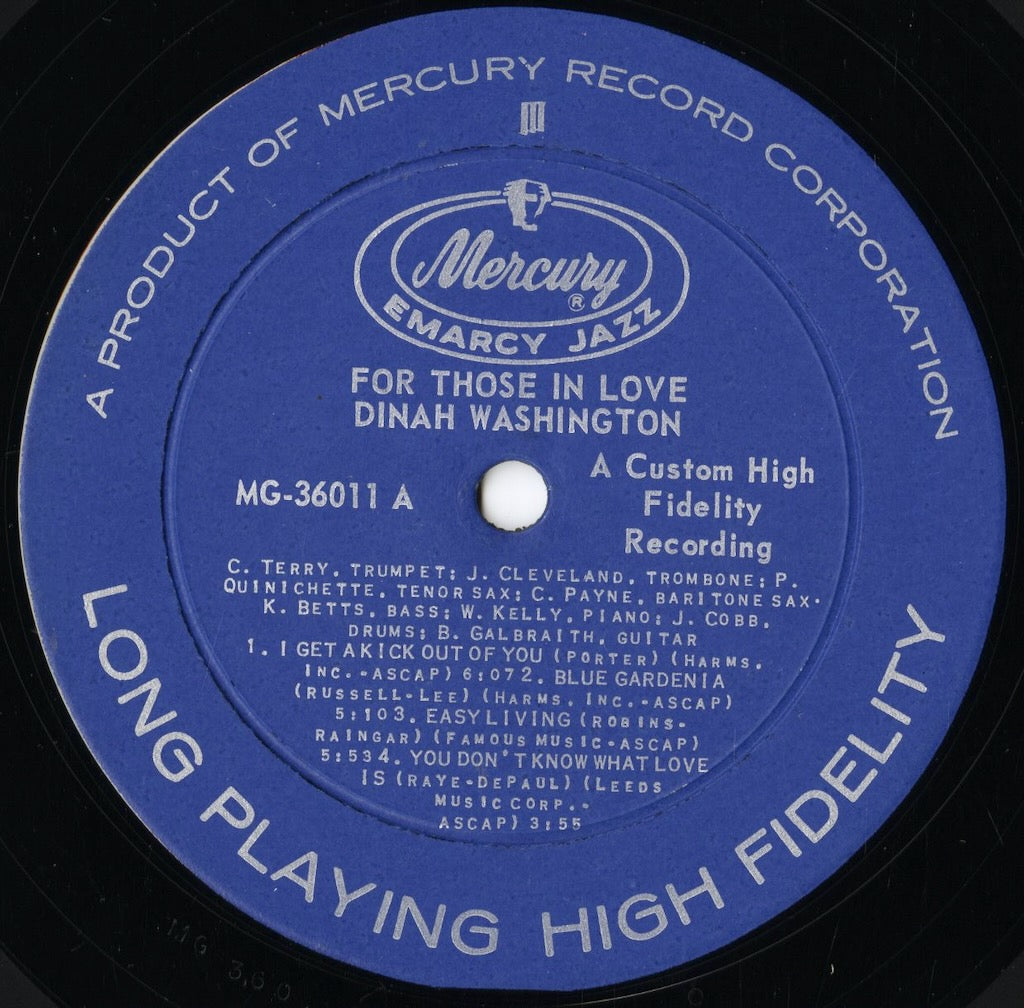 Dinah Washington - For Those In Love (MG-36011) LP 1950’s US Mercury/EmArcy|中古LP