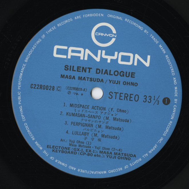 Masa Matsuda - Yuji Ohno / 松田昌 大野雄二 / Silent Dialogue (C22R0028)