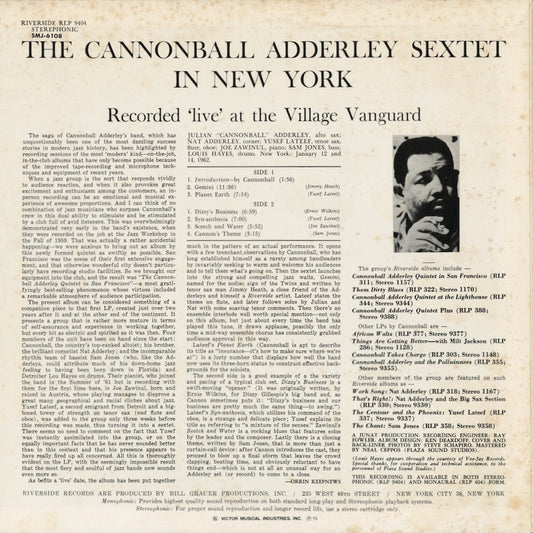 Cannonball Adderley - In New York (SMJ-6108) 1975 JPN Riverside - Victor|中古LP