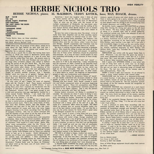 Herbie Nichols - Herbie Nichols Trio (GXK 8121) 1979 JPN Blue Note|中古LP