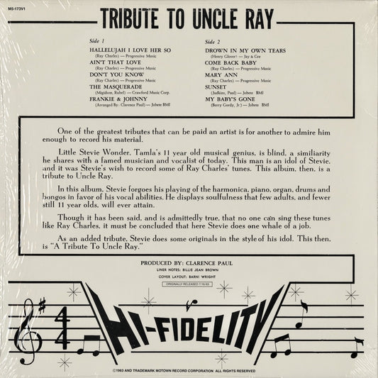 Stevie Wonder / Tribute To Uncle Ray (M5-173V1) LP 1981 US Motown|中古LP