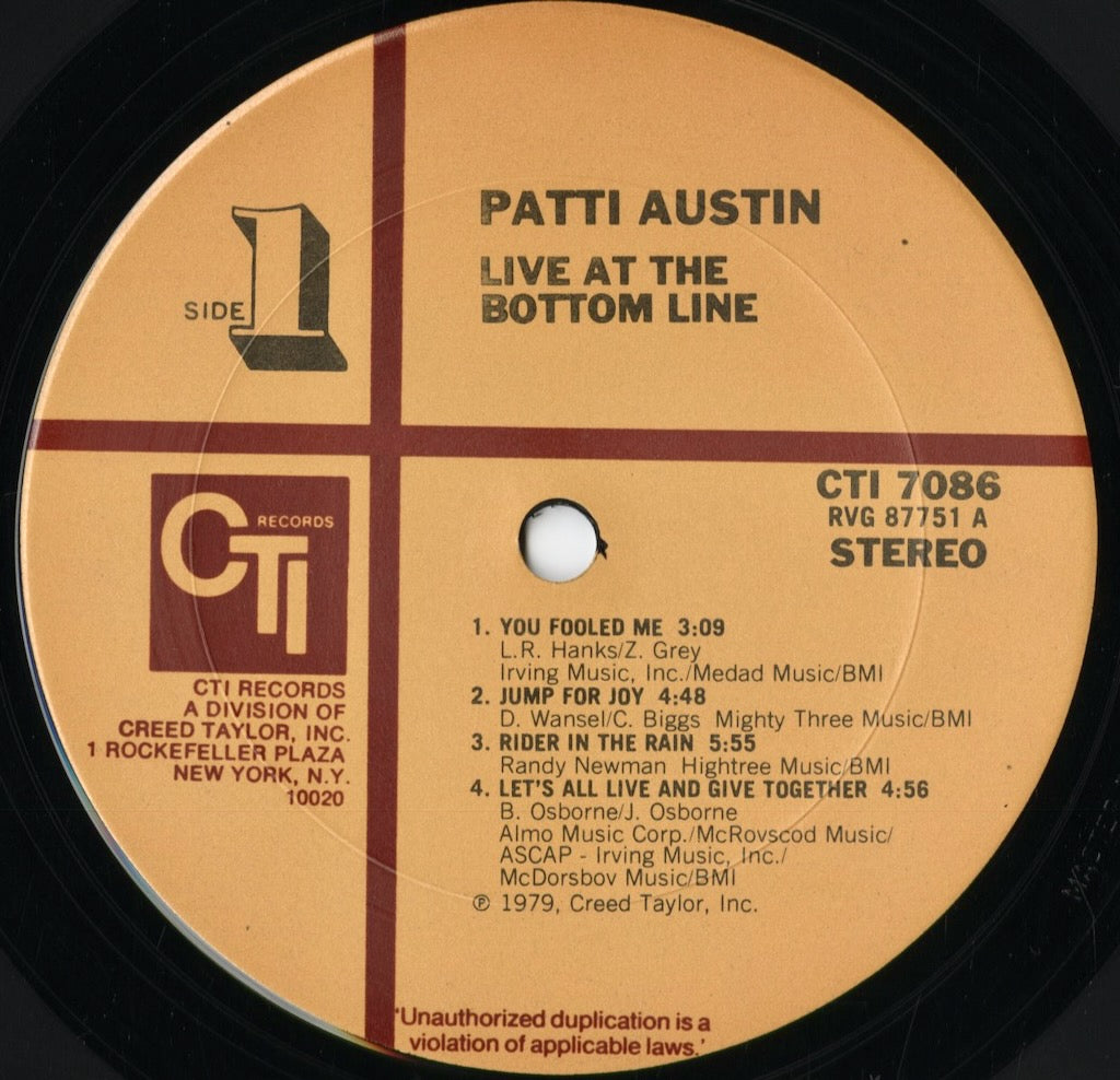 Patti Austin - Live At Bottom Line (CTI 7086) 1979 US CTI|中古LP