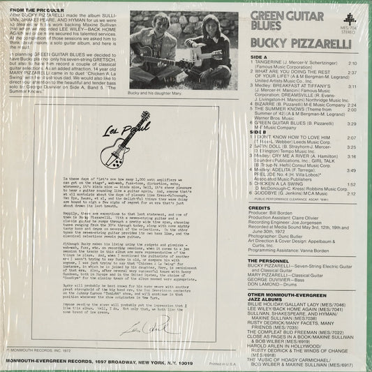 Bucky Pizzarelli - Green Gutar Blues (MES/7047) 1972 US Monmouth Evergreen|中古LP