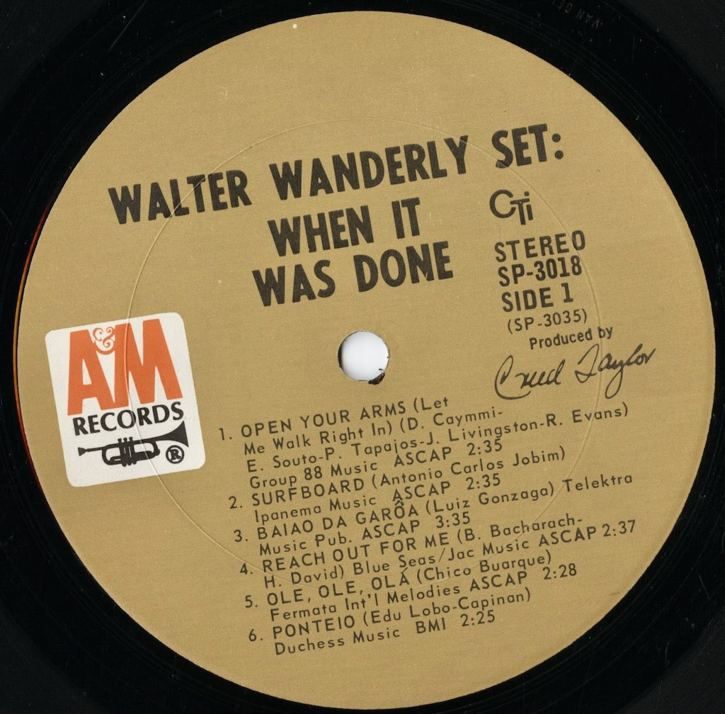 Walter Wanderley - When It Was Done (SP-3018) 1969 US A&M|中古LP