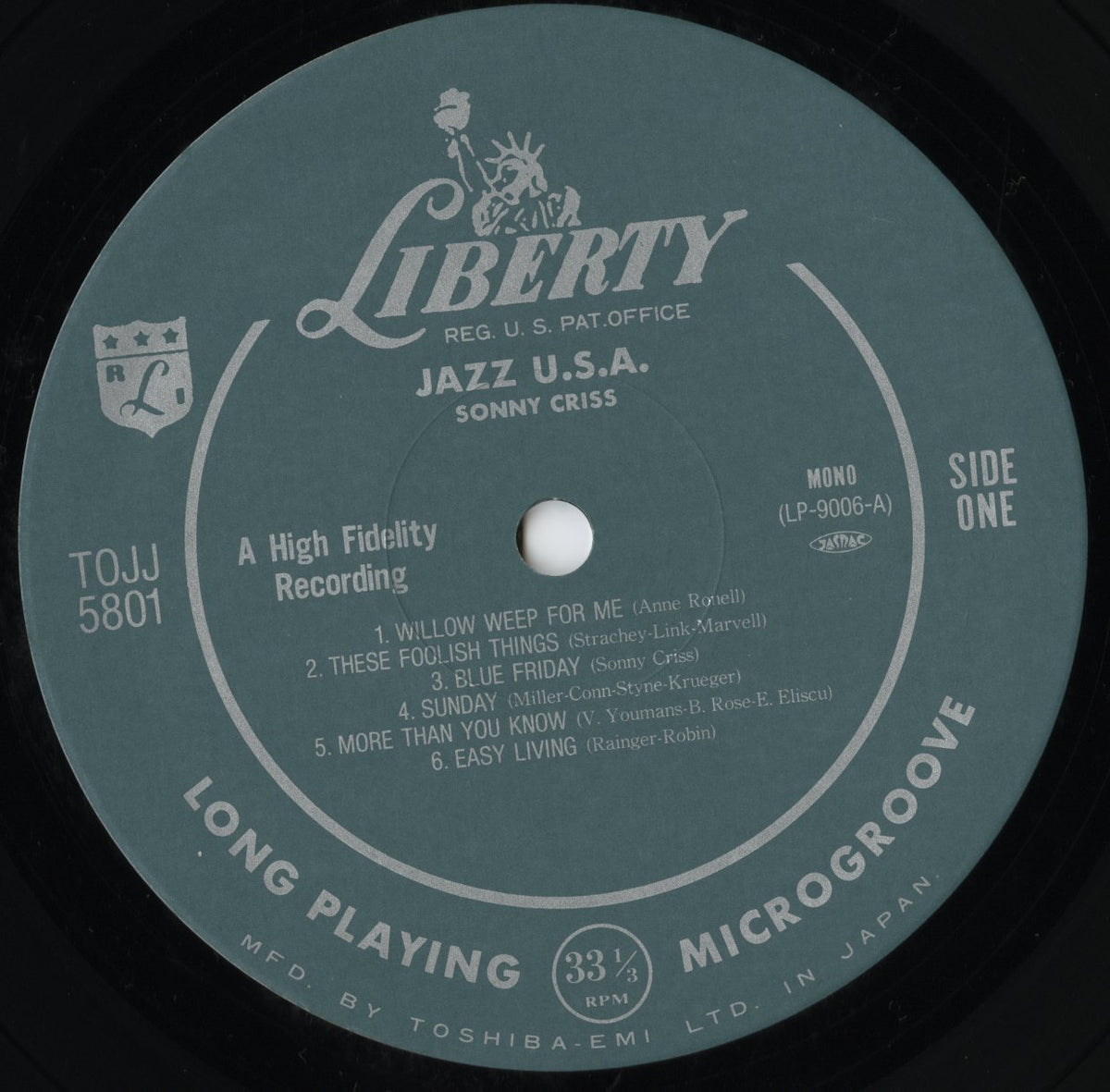 Sonny Criss / ソニー・クリス / Jazz - U.S.A. (TOJJ 5801)