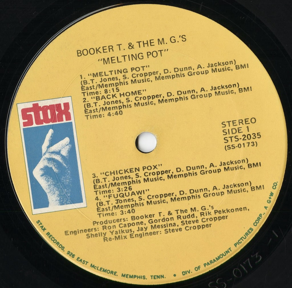 Booker T. & The M.G.'s – Melting Pot (STS-2035) 1970 US Stax|中古LP