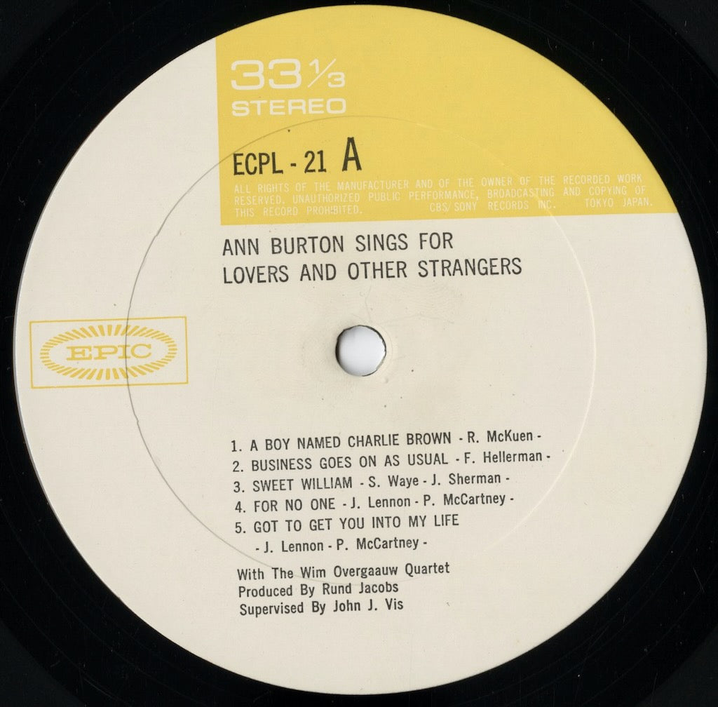 Ann Burton - Sings For Lovers and Other Strangers (ECPL-21) LP 1972 JPN Epic|中古LP