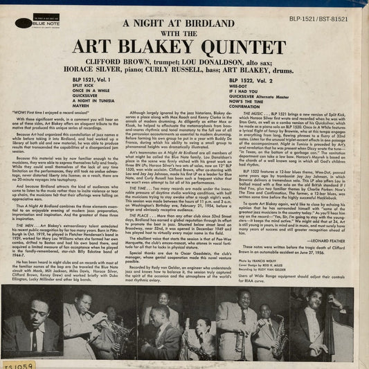Art Blakey - A Night At Birdland Volume 1 (BST 81521) 1972 US Blue Note|中古LP