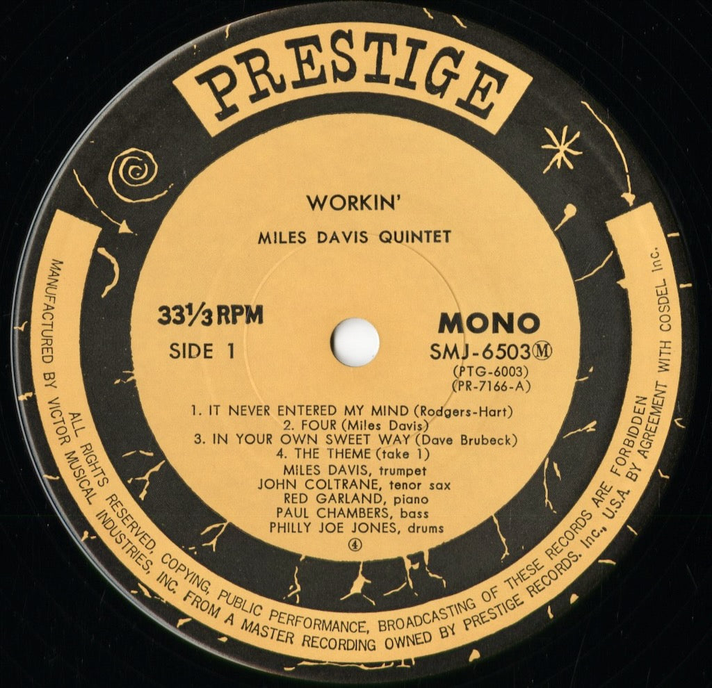 Miles Davis - Workin' (SMJ-6503M) 1975 JPN Prestige|中古LP