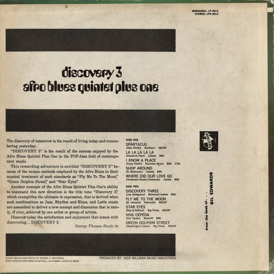 The Afro Blues Quintet Plus 1 - Discovery 3 (MLPS 3013) 1967 US Mira|中古LP