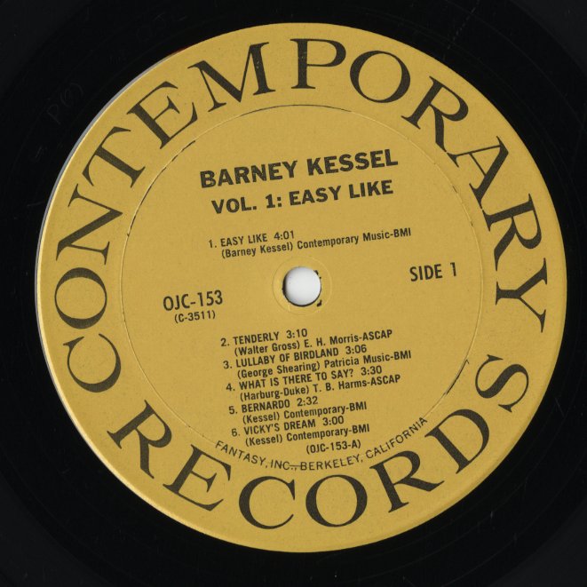 Barney Kessel / Easy Like (OJC-153) LP 1984 US Original Jazz Classics|中古LP