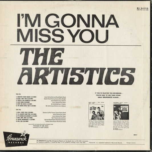 The Artistics - I’m Gonna Miss You (BL 54123) 1967 US Brunswick|中古LP